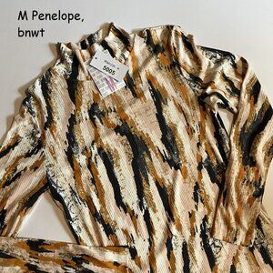 Medium Lularoe Penelope mock neck long-sleeve top, splotches